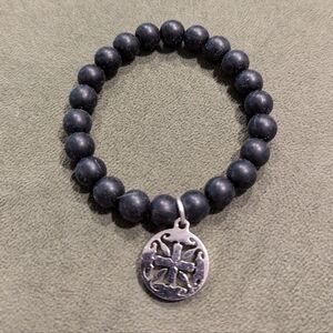 Rustic Cuff black rubber beads
